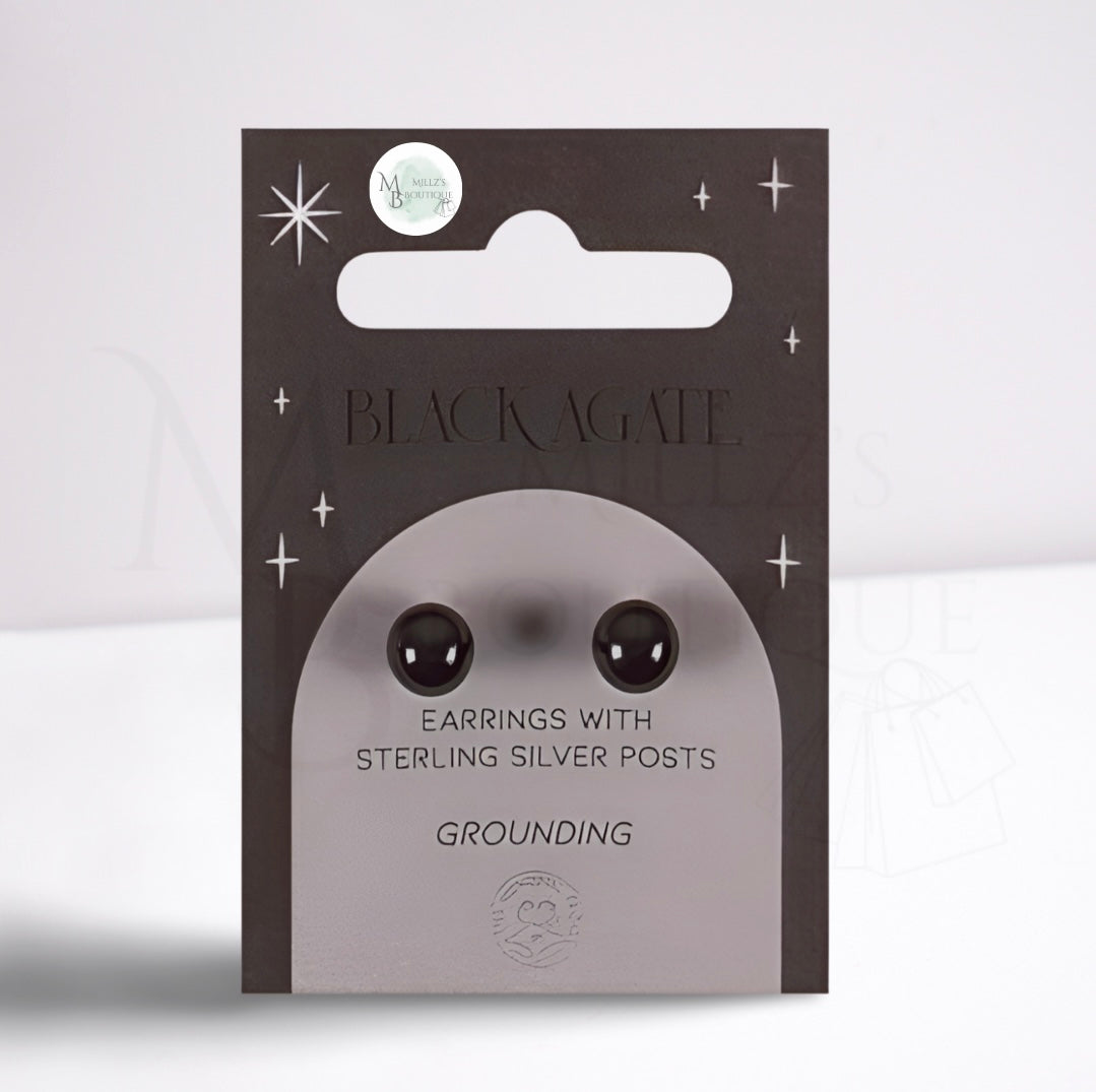 Black Agate Crystal Earrings