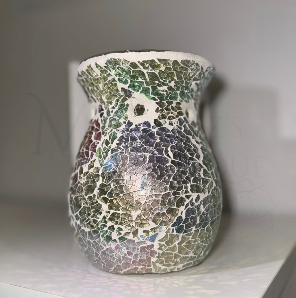 Large Light Blue Iridescent Crackle Burner