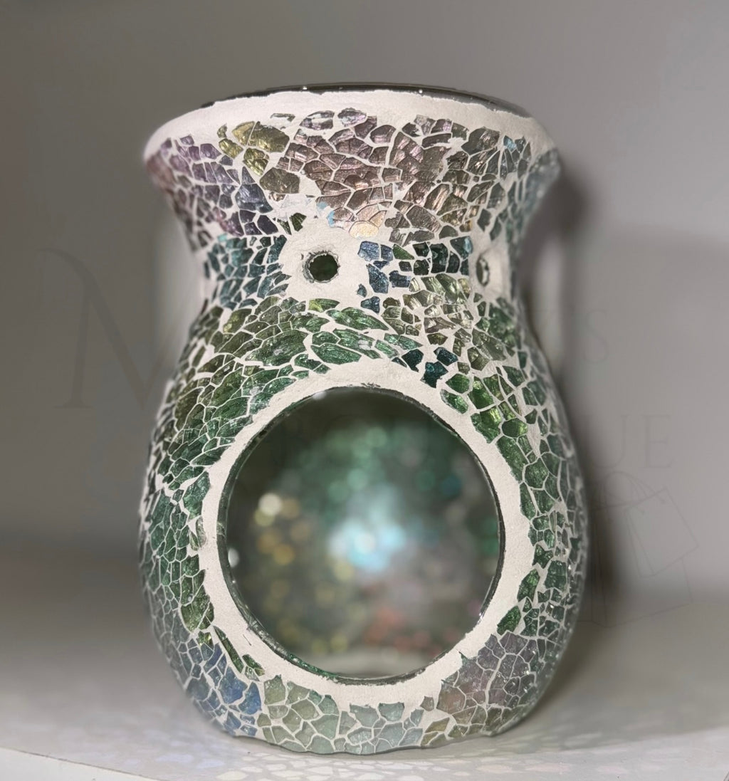 Large Light Blue Iridescent Crackle Burner