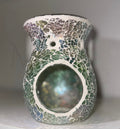 Large Light Blue Iridescent Crackle Burner