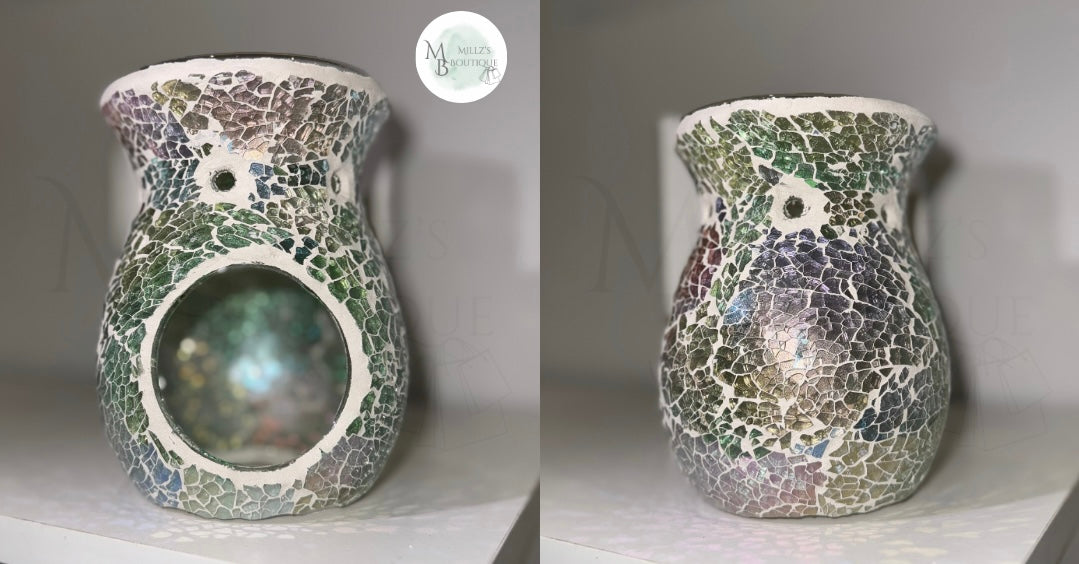 Large Light Blue Iridescent Crackle Burner