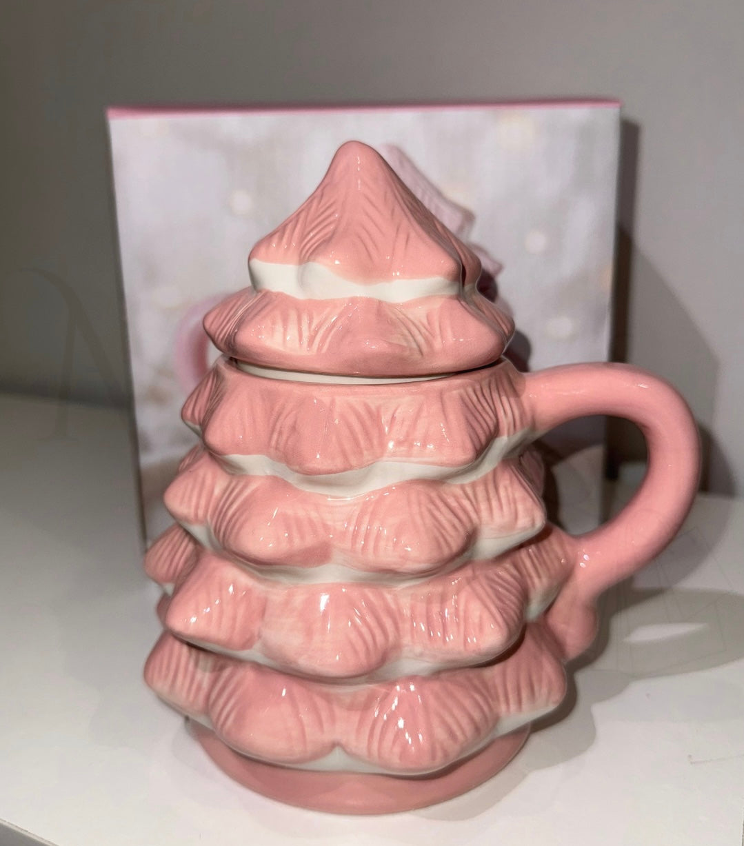Pink Christmas Tree Shaped Mug