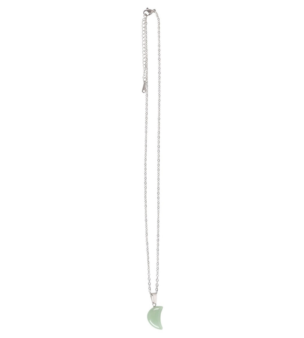Green Aventurine Crystal Moon Necklace On Greeting card
