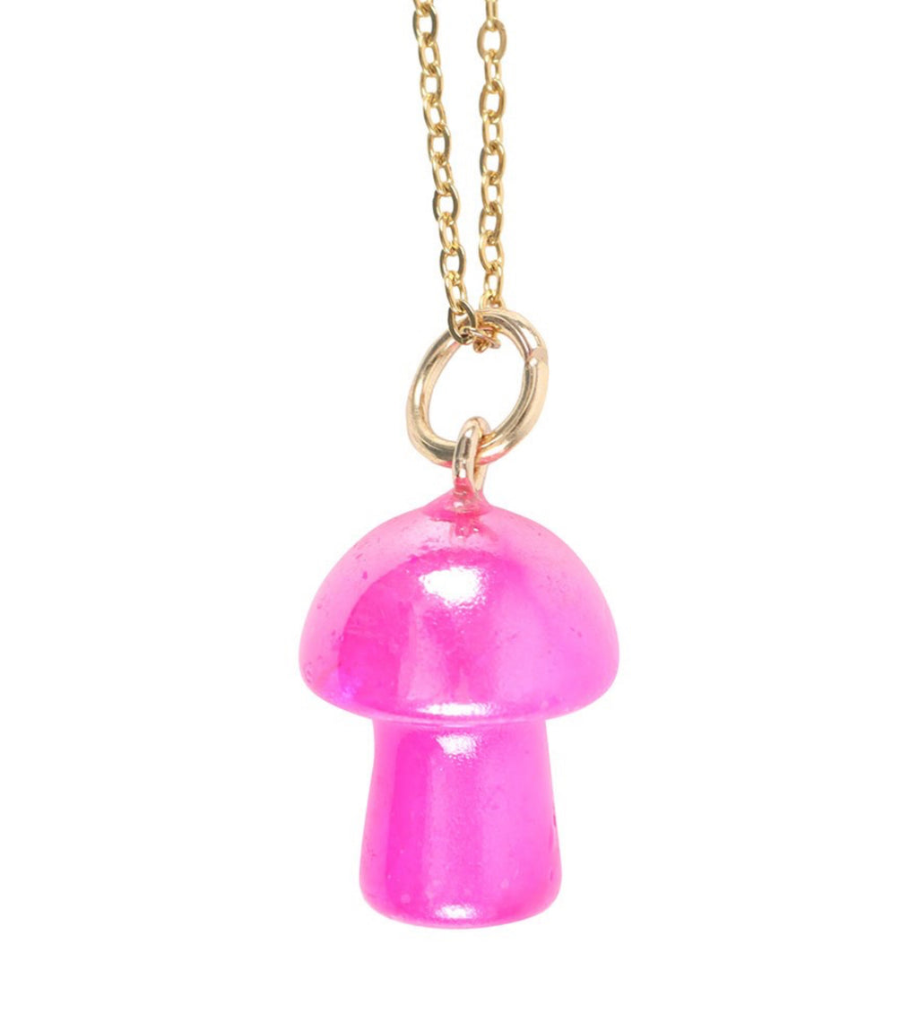 Pink Aura Crystal Mushroom Necklace Greeting Card