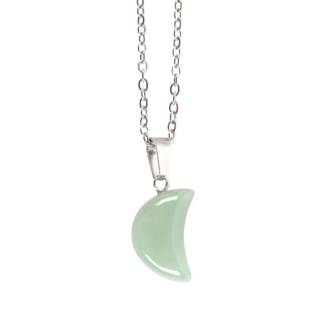 Green Aventurine Crystal Moon Necklace On Greeting card
