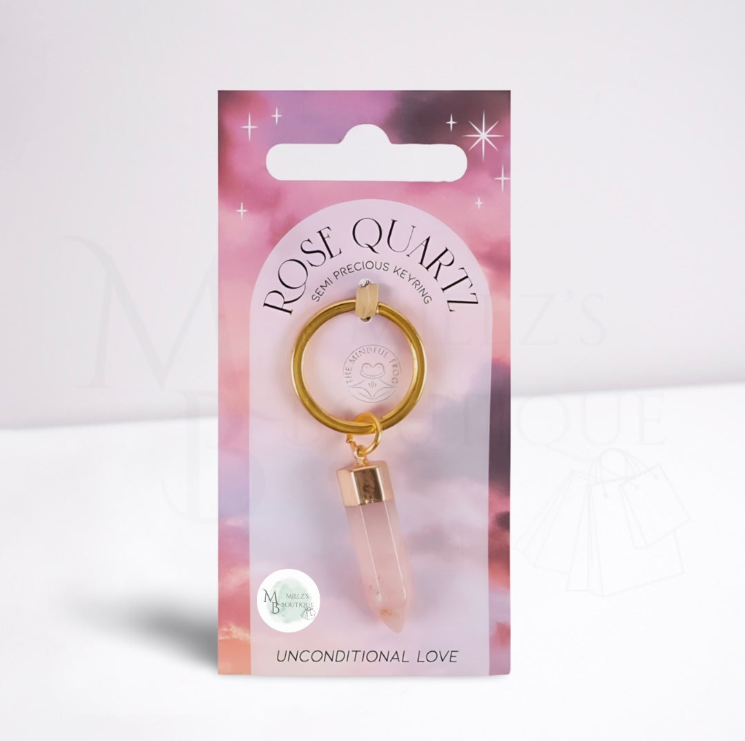 Rose Quartz Crystal Keyring