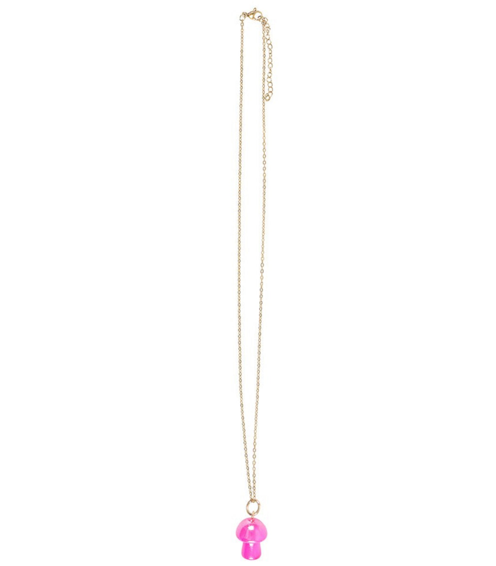 Pink Aura Crystal Mushroom Necklace Greeting Card