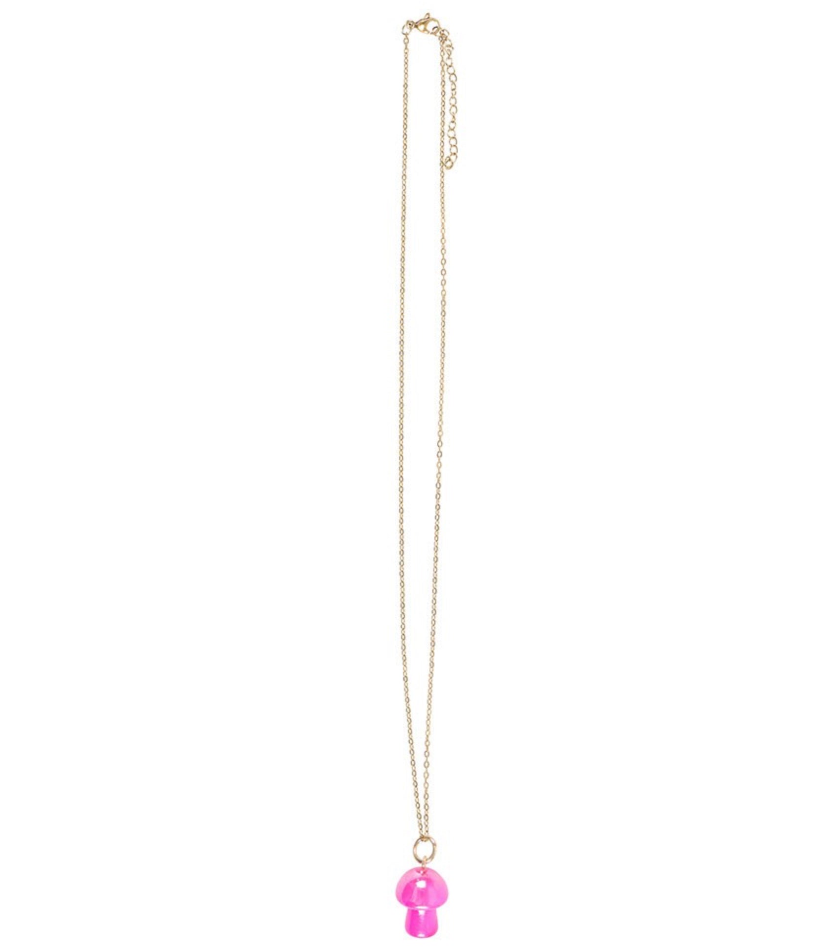Pink Aura Crystal Mushroom Necklace Greeting Card