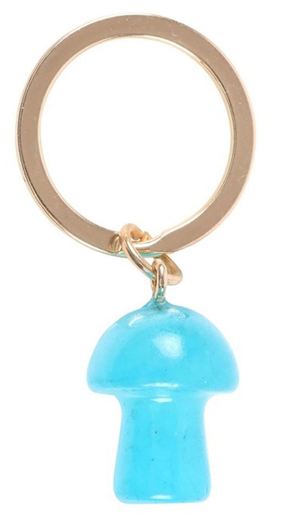 Blue Aura Crystal Mushroom Keyring