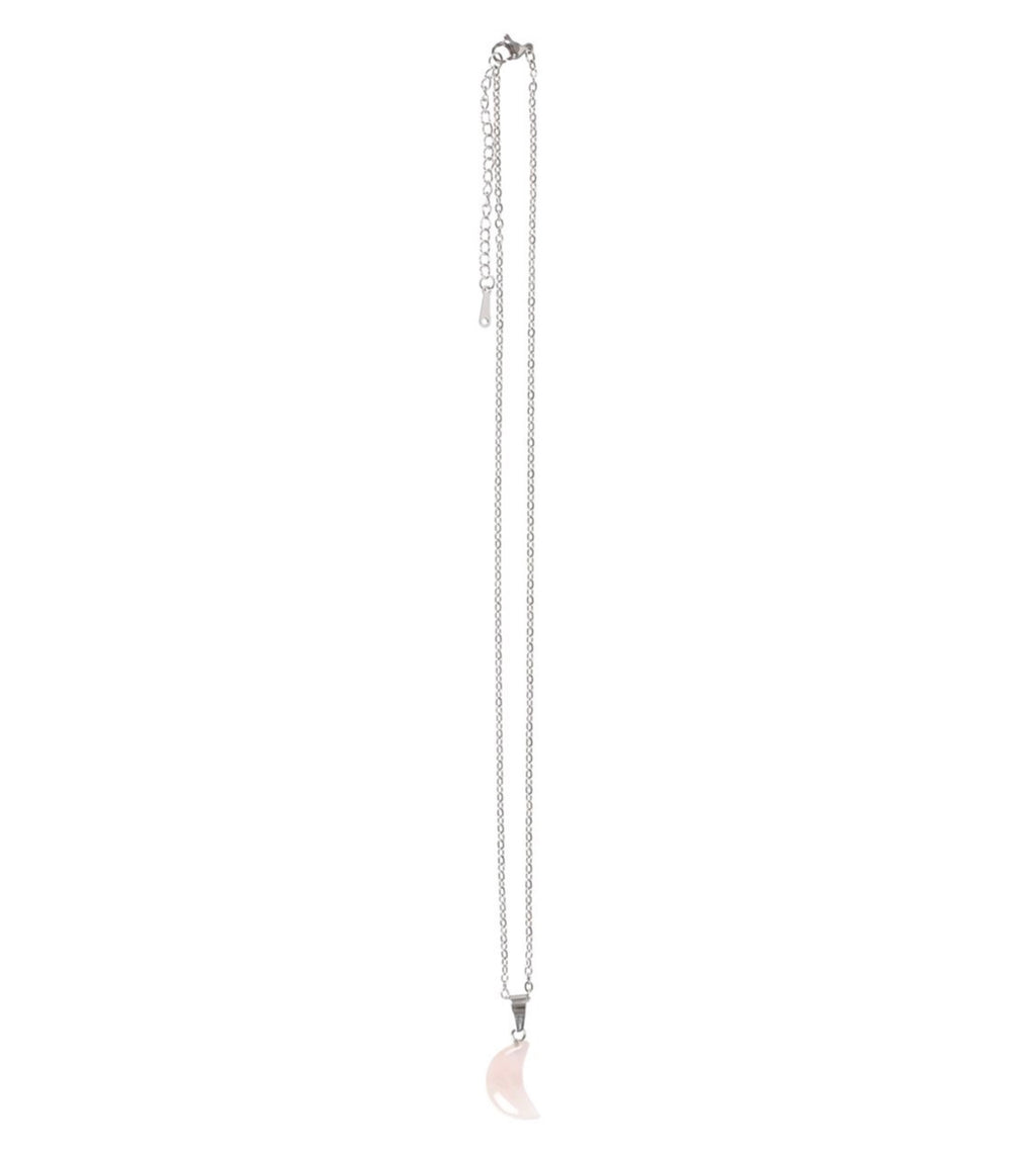 Rose Quartz Crystal Moon Necklace On Greeting Card