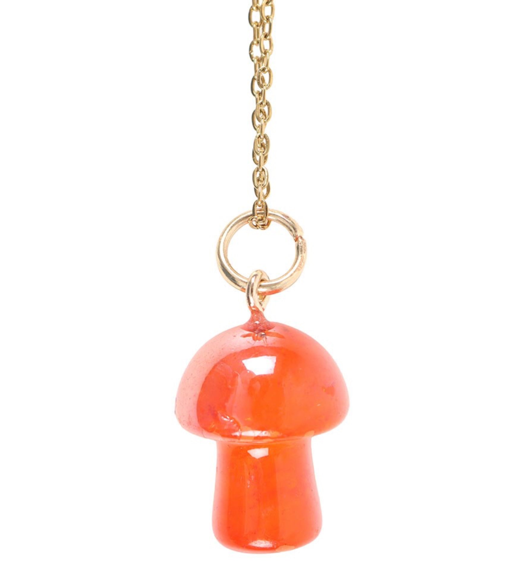 Orange Aura Crystal Mushroom Necklace Greeting Card