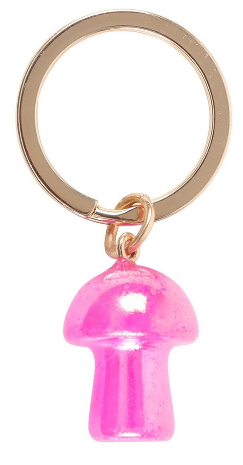 Pink Aura Crystal Mushroom Keyring