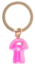 Pink Aura Crystal Mushroom Keyring