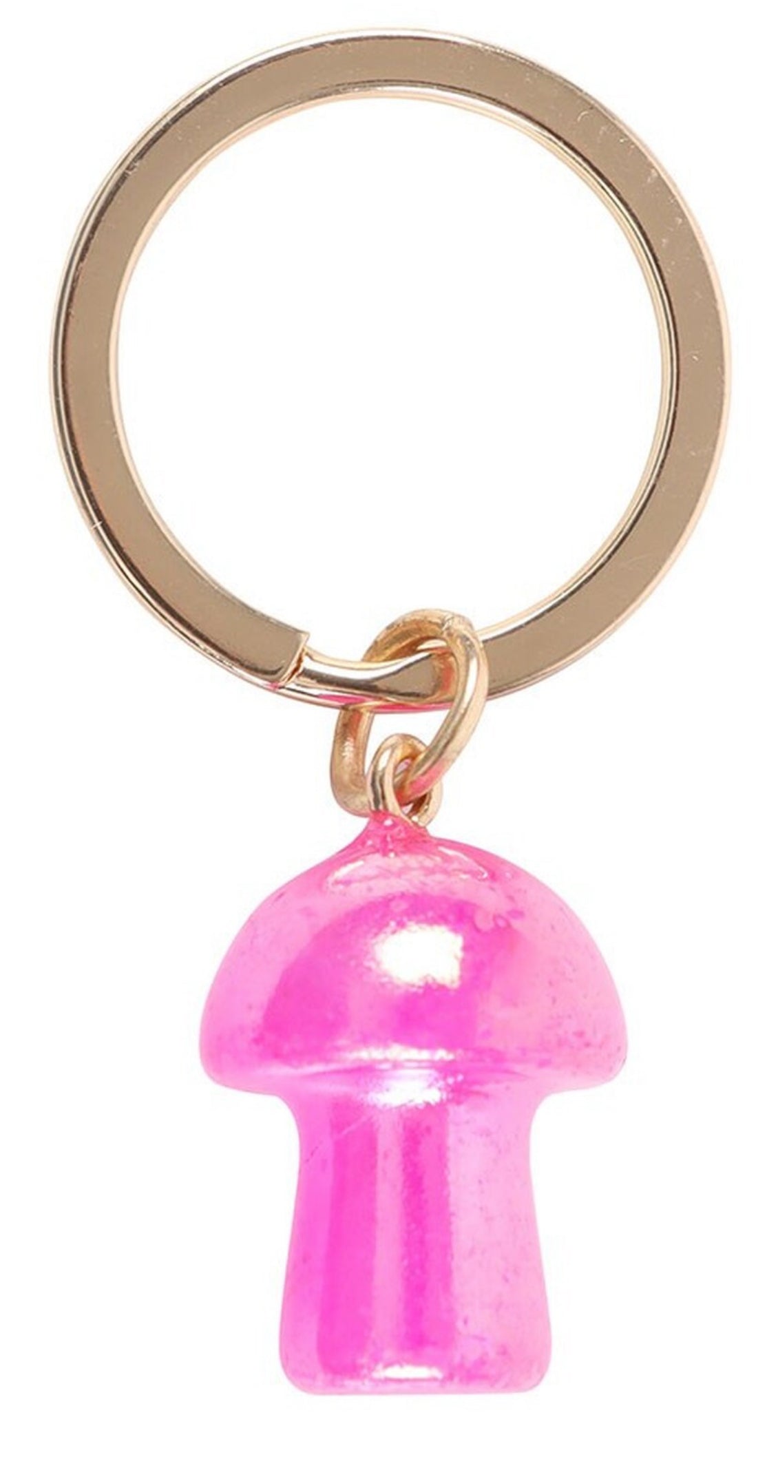 Pink Aura Crystal Mushroom Keyring