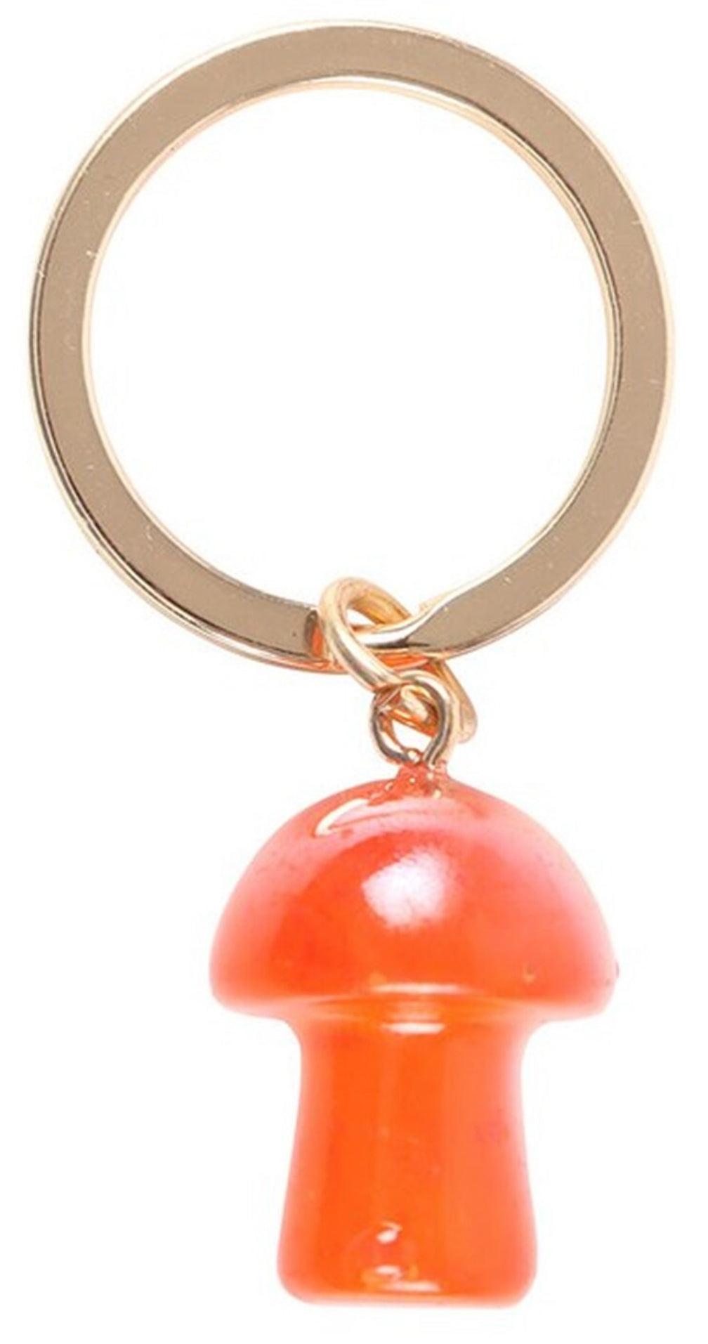 Orange Aura Crystal Mushroom Keyring